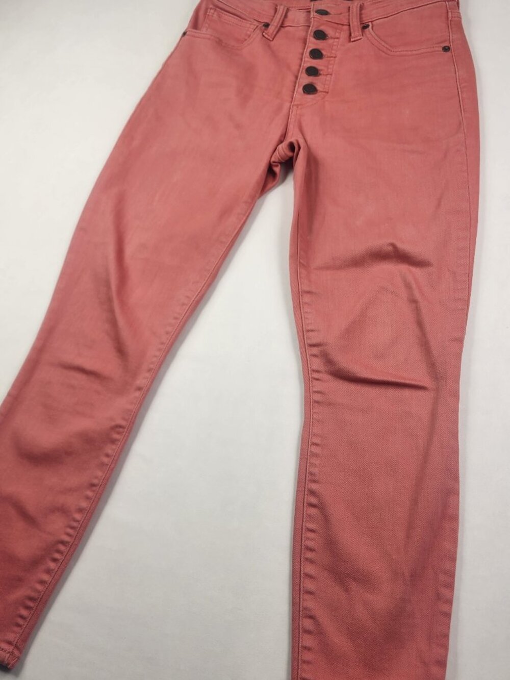 Lucky Brand Womens Jeans 2/26 Pink High Rise Bridgette Denim Crop Pants Button